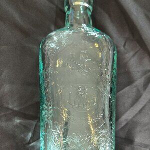 Vintage/Antique Green Tinted Glass Corked Liquor/Decanter Bottle MADE IN SPAIN